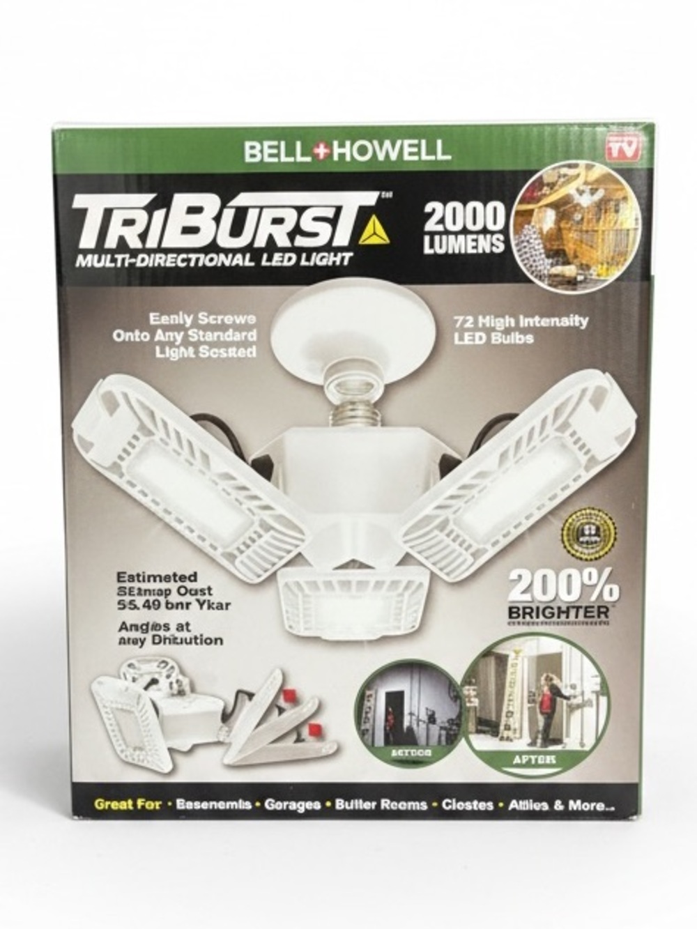 New in Box Bell Howell TriBurst 2000 Lumens Multi-Directional LED Light - White